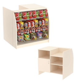 Торговый кассовый прилавок с фасадной экономпанелью для импульсных покупок Импульс №1-4-900, Дуб сонома