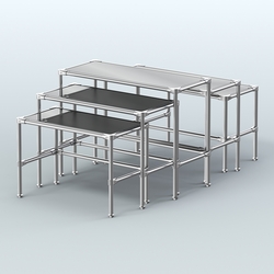 Комплект столов №2-5 с полками зеркало 4мм, Черный