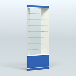 Высокая витрина серии Эконом №305 внешний угол (без дверей), Белый + Делфт голубой