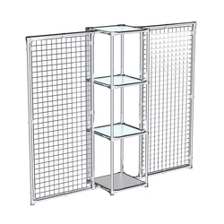 Хромированное вешало ЯЧЕЙКА №2-1 с полками стекло 6мм, Серый