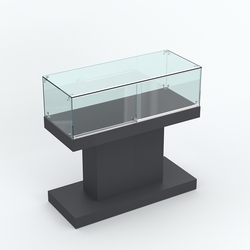 Стеклянный островной прилавок прямоугольный №1, Антрацит