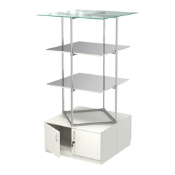 Торговые стенды Экспозиция с полками и тумбами №4 (с двумя зеркальными полками), Белый