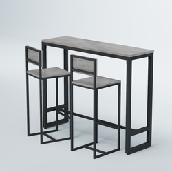 Комплект барный стол "Кофе-брейк" №9 и стулья, Бетон Чикаго светло-серый F186 ST9