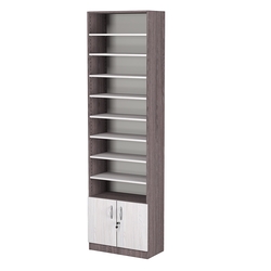 Стеллаж из ДСП с 8-ю полками 300x600 мм серии LEVEL-8 №5 (З/C - ДВП), Ясень Анкор темный + Ясень Анкор светлый