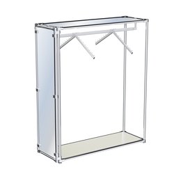 Хромированный стенд- в центр зала, торец-зеркало ZTD-12 №1-4 с полкой Зеркало 4 мм, Белый