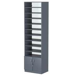 Стеллаж из ДСП с 9-ю полками 400x600 мм серии LEVEL-9 №7-1 (З/C - СТЕКЛО), Темно-Серый