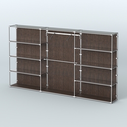 Торговая система ХРОМ (задняя стенка - ДСП) 3600 мм с зеркальными полками и поручнями №9, Дуб Венге