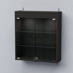 Витрина настенная №201-3А с прозрачными полками и фризом с подсветкой, Черный