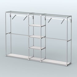 Торговая система ХРОМ без ДСП 3030 мм с полками ДСП и поручнями №12, Ясень Анкор светлый