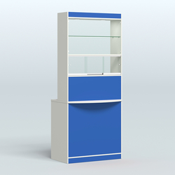 Витрина-прилавок Аптека №3, Белый + Делфт голубой