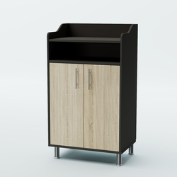 Стойка официанта "Бармен" №4-Н на ножках, Черный + Дуб Канзас Коричневый