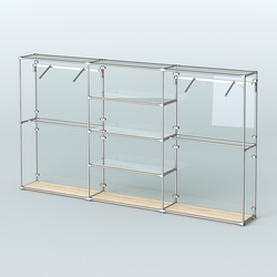 Торговая система ХРОМ (задняя стенка - стекло) 3600 мм с зеркальными полками и поручнями №10, Дуб Сонома