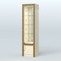 Витрина с декором и диодной подсветкой №ВБА-4С, Крем Вайс