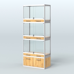 Витрина средняя для продажи средних млекопитающих в зоомагазин серии КУНЬИ-03, Дуб Золотистый