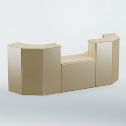 Ресепшен со столом БАРХАТ СЕРЫЙ ПЕРЛАМУТР №3 (ровная поверхность), Дуб сонома + Экокожа золотистая