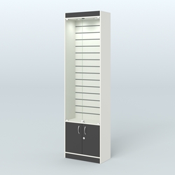 Витрина закрытая из ДСП с экономпанелью для аптеки №2-300-4, Белый и Черный