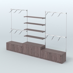 Система Neo Fix №3 с полками из ДСП, поручнями и тумбами T-15 и Т-22, Ясень Анкор темный