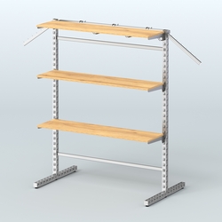 Система ЭЛЕГАНТ островная с полками ДСП и Т-образными стойками №15б, Дуб Золотистый