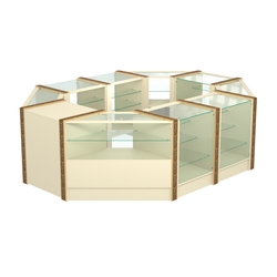 Торговый островок с прозрачными полками и молдингами №2 (4,72 кв.м), Крем Вайс