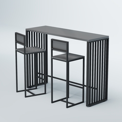 Комплект барный стол "Кофе-брейк" №6 и стулья, Темно-Серый