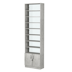 Стеллаж из ДСП с 7-ю полками 250x600 мм серии LEVEL-7 №4-1 (З/C - СТЕКЛО), Метрополитан Грей