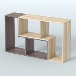 Торговый стеллаж Лофт №1 малый двухмодульный, Ясень Анкор темный и Дуб Сонома