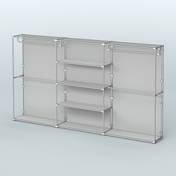 Торговая система ХРОМ (задняя стенка - ДСП) 3600 мм с полками ДСП и поручнями №2, Серый