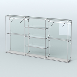 Торговая система ХРОМ (задняя стенка - стекло) 3600 мм с зеркальными полками и поручнями №10, Серый