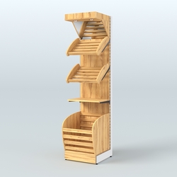 Стеллаж для хлеба и выпечки с нижней корзиной - накопителем и зеркальным фризом Феникс №14КФ, Дуб Золотистый