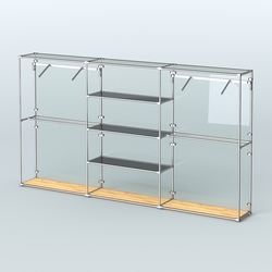 Торговая система ХРОМ (задняя стенка - стекло) 3600 мм с тонированными полками и поручнями №10, Дуб Золотистый