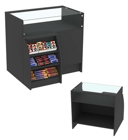 Торговый кассовый прилавок импульсных покупок малый с полками Импульс №3-1-450, Черный