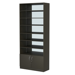 Стеллаж из ДСП с 6-ю полками 400x900 мм серии LEVEL-6 №14-2 (З/C - ЗЕРКАЛО), Черный