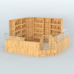 Угловой павильон из ДСП для торговли хлебом и выпечкой №5, Дуб Золотистый