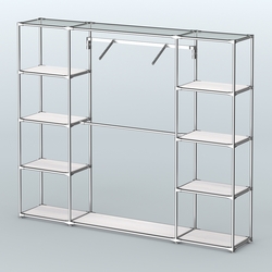 Торговая система ХРОМ без ДСП 2430 мм с полками ДСП и поручнями №11, Ясень Анкор светлый