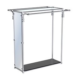 Хромированный стенд-вешало с усиленными поручнями и зеркальным торцом ZTD-11 №1-1 и полкой стекло 6 мм, Черный