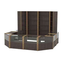 Торговый островок с выкатным прилавком и молдингами №4 (5,38 кв.м), Дуб Венге