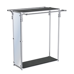 Хромированный глубокий стенд-вешало с усиленными поручнями, торец-зеркало ZTD-11 №1-3, полки ДСП 16 мм, Антрацит