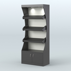 Стеллаж высокий пристенный с деревянными полками для хлебной лавки ХЛ-1, Черный и Белый