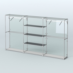 Торговая система ХРОМ (задняя стенка - стекло) 3600 мм с тонированными полками и поручнями №10, Серый