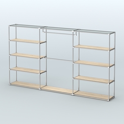 Торговая система ХРОМ без ДСП 3600 мм с полками ДСП и поручнями №1, Дуб Сонома