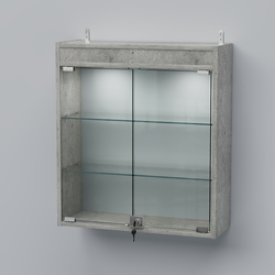 Витрина настенная №201-3А с прозрачными полками и фризом с подсветкой, Метрополитан Грей