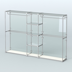 Торговая система ХРОМ (задняя стенка - стекло) 3600 мм с зеркальными полками и поручнями №4, Белый