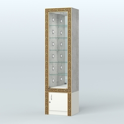 Витрина с декором и стеклянными полками №ВБА-504С, Метрополитан Грей + Белый