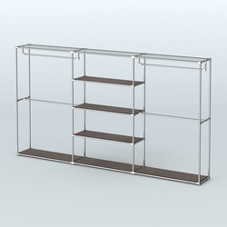 Торговая система ХРОМ без ДСП 3600 мм с полками ДСП и поручнями №2, Дуб Венге