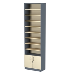 Стеллаж из ДСП с 8-ю полками 300x600 мм серии LEVEL-8 №5 (З/C - ДВП), Темно-серый + Крем Вайс