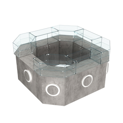 Торговый квадратный островок с накладками серии КРУГ №5 (7,62 кв.м), Бетон Чикаго светло-серый F186 ST9