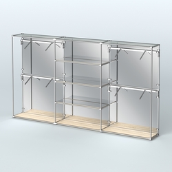 Торговая система ХРОМ (задняя стенка - зеркало) 3600 мм с зеркальными полками и поручнями №5, Дуб Сонома