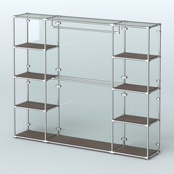 Торговая система ХРОМ (задняя стенка - стекло) 2430 мм с полками ДСП и поручнями №3, Дуб Венге