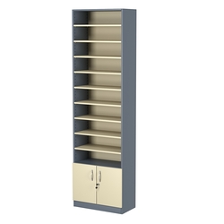 Стеллаж из ДСП с 10-ю полками 300x600 мм серии LEVEL-10 №5 (З/C - ДВП), Темно-серый + Крем Вайс