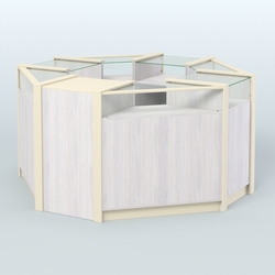 Торговый островок небольшой в стиле ЛОФТ №1 (4,72 кв.м), Ясень Анкор светлый и Крем Вайс